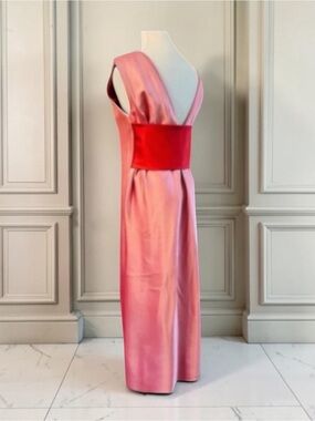 TOME Rare Double Face Satin V-Back Bias Midi Dress Runway Couture Size M